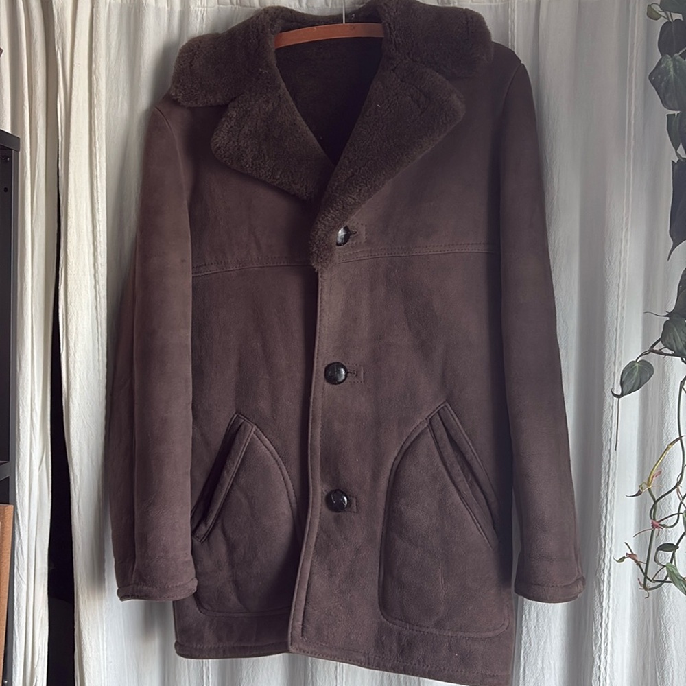 Vintage Chocolate Brown Sheepskin Coat